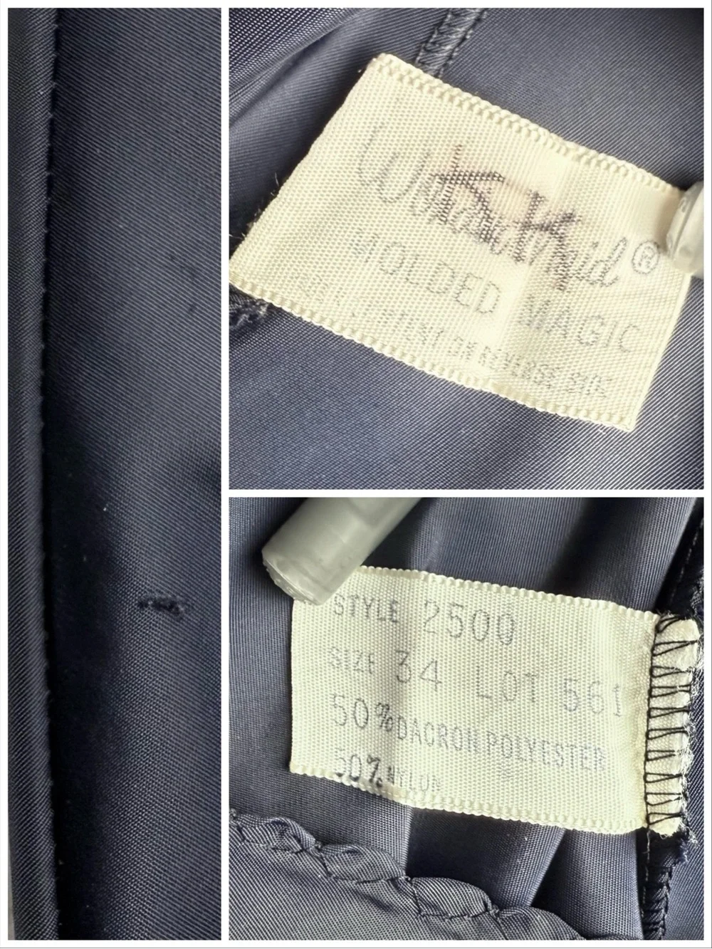 True Vintage 50s 60s Wondermaid Molded Magic Lingerie Dark Navy Blue Slip 34 - Picture 7 of 7